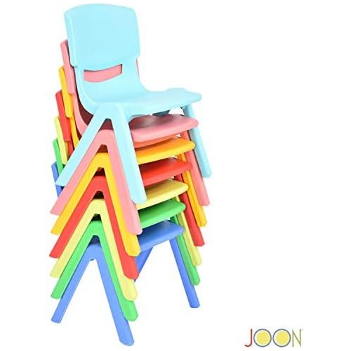  [아마존베스트]JOON Stackable Plastic Kids Learning Chairs, 20.8x12.5 Inches, The Perfect Chair for Playrooms, Schools, Daycares and Home (Coral)