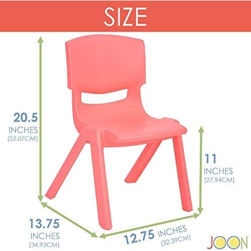  [아마존베스트]JOON Stackable Plastic Kids Learning Chairs, 20.8x12.5 Inches, The Perfect Chair for Playrooms, Schools, Daycares and Home (Coral)