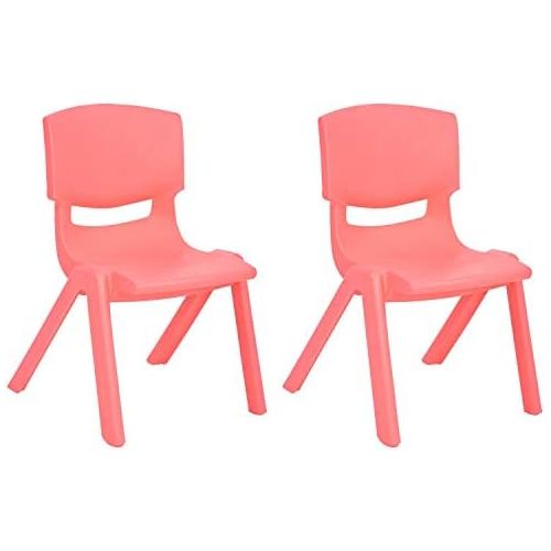  [아마존베스트]JOON Stackable Plastic Kids Learning Chairs, 20.8x12.5 Inches, The Perfect Chair for Playrooms, Schools, Daycares and Home (Coral)