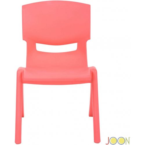  [아마존베스트]JOON Stackable Plastic Kids Learning Chairs, 20.8x12.5 Inches, The Perfect Chair for Playrooms, Schools, Daycares and Home (Coral)