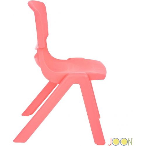  [아마존베스트]JOON Stackable Plastic Kids Learning Chairs, 20.8x12.5 Inches, The Perfect Chair for Playrooms, Schools, Daycares and Home (Coral)