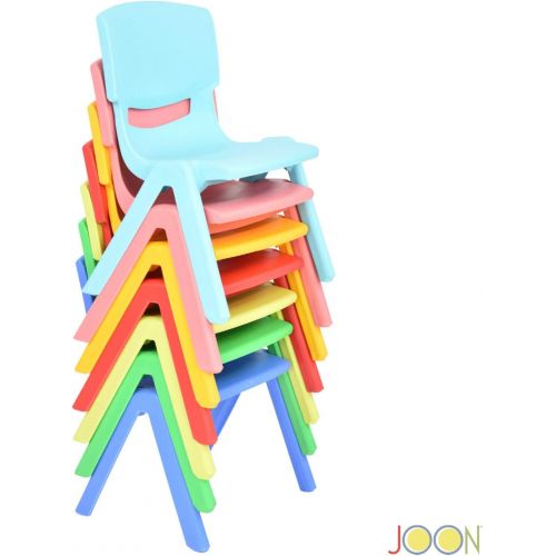  [아마존베스트]JOON Stackable Plastic Kids Learning Chairs, 20.8x12.5 Inches, The Perfect Chair for Playrooms, Schools, Daycares and Home (Coral)