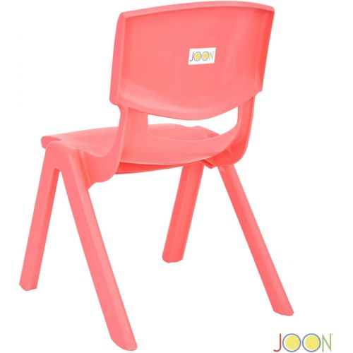  [아마존베스트]JOON Stackable Plastic Kids Learning Chairs, 20.8x12.5 Inches, The Perfect Chair for Playrooms, Schools, Daycares and Home (Coral)