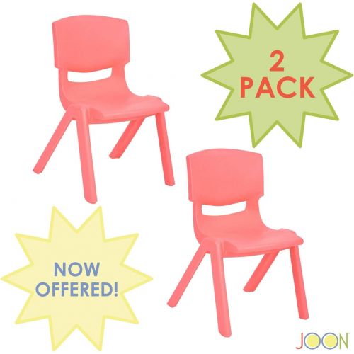  [아마존베스트]JOON Stackable Plastic Kids Learning Chairs, 20.8x12.5 Inches, The Perfect Chair for Playrooms, Schools, Daycares and Home (Coral)