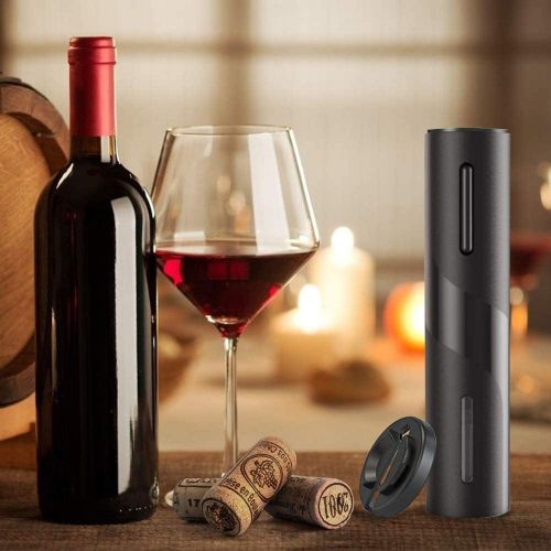  [아마존베스트]JOQINEER Electric wine bottle opener kit. The rechargeable automatic corkscrew contains a vacuum stopper with foil cutter and a wine aerator with USB charging cable for the 4-in-1, black.