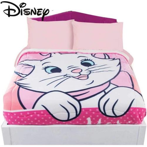  JORGE’S HOME FASHION INC Limited Edition Marie Kitty Aristocats Kids Girls Disney Original License Fleece Blanket with Sherpa Very Softy and Warm 1 PCS Full Size