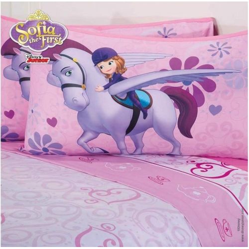  JORGE’S HOME FASHION INC New Pretty Collection Princess Sofia The First Kids Girls Disney Original License Fleece Blanket with Sherpa Very Softy and Warm with Sheet Set 4 PCS Twin