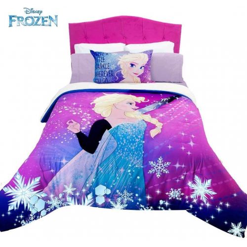  JORGE’S HOME FASHION INC ELSA Frozen Kids Girls Disney Original License Comforter with Sherpa and Sheet Set 6 PCS Queen Size