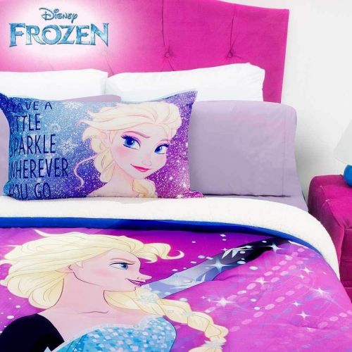  JORGE’S HOME FASHION INC ELSA Frozen Kids Girls Disney Original License Comforter with Sherpa and Sheet Set 6 PCS Queen Size