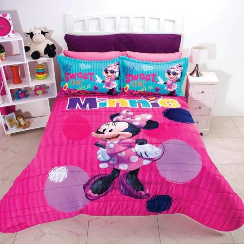  JORGE’S HOME FASHION INC Minnie Mouse Disney Original Kids Girls Comforter Set 3 PCS Queen Size