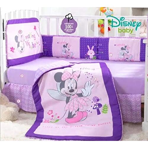  JORGE’S HOME FASHION INC New Pretty Collection Disney Minnie Mouse Original Licensed Baby Girls Crib Bedding Set Nursery 5 PCS