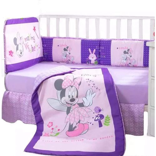  JORGE’S HOME FASHION INC New Pretty Collection Disney Minnie Mouse Original Licensed Baby Girls Crib Bedding Set Nursery 5 PCS