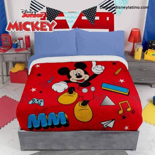  JORGE’S HOME FASHION INC New Pretty Collection Mickey Mouse Kids Boys Disney Original License Fleece Blanket with Sherpa Very Softy and Warm with Sheet Set 4 PCS Twin Size