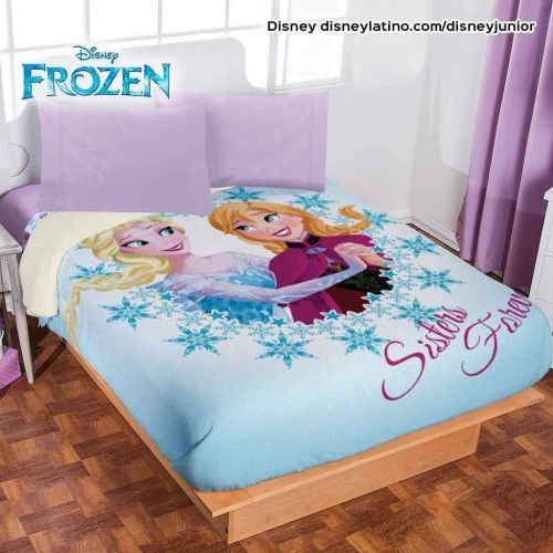  JORGE’S HOME FASHION INC New Pretty Collection Princess ELSA and Anna Kids Girls Disney Original License Fleece Blanket with Sherpa Very Softy and Warm 1 PCS Twin Size