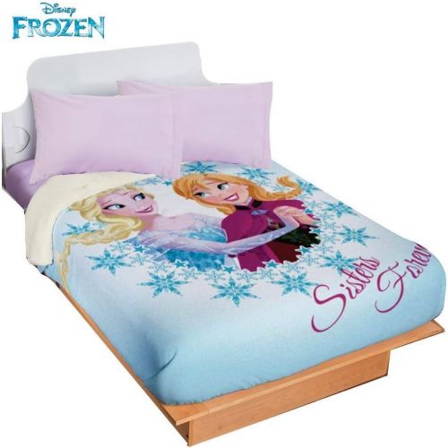  JORGE’S HOME FASHION INC Limited Edition Princess ELSA and Anna Kids Girls Disney Original License Fleece Blanket with Sherpa Very Softy and Warm 1 PCS Twin Size