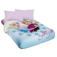 JORGE’S HOME FASHION INC New Pretty Collection Disney Frozen Kids Girls Fleece Blanket with Sherpa Very Softy and Warm with Sheet Set 4 PCS Twin Size