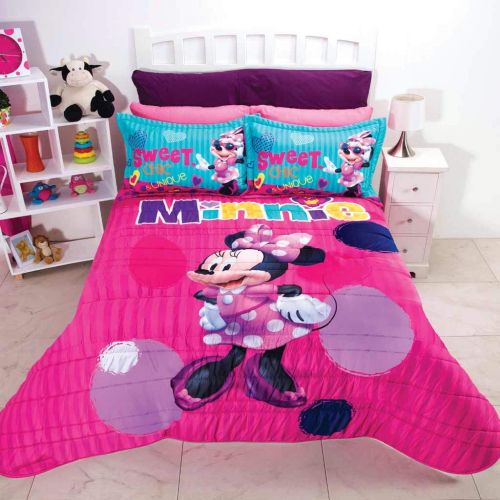 디즈니 JORGE’S HOME FASHION INC New Pretty Collection Disney Minnie Mouse Kids Girls Comforter Set 2 PCS Twin Size