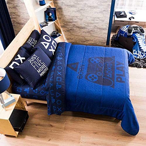  JORGES JORGE’S HOME FASHION INC New Pretty Collection PS4 Video Game Teens-Kids Boys Original Licensed Reversible Comforter Set and Sheet Set 5 PCS Twin Size