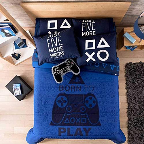  JORGES JORGE’S HOME FASHION INC New Pretty Collection PS4 Video Game Teens-Kids Boys Original Licensed Reversible Comforter Set and Sheet Set 5 PCS Twin Size