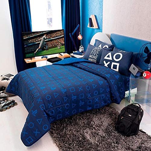  JORGES JORGE’S HOME FASHION INC New Pretty Collection PS4 Video Game Teens-Kids Boys Original Licensed Reversible Comforter Set and Sheet Set 5 PCS Twin Size