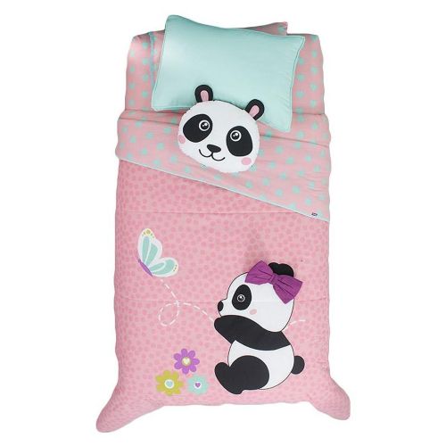  JORGES HOME FASHION LIMITED EDITION PANDA BEAR PETS KIDS GIRLS CUTE COLLECTION REVERSIBLE COMFORTER SET 4 PCS FULL SIZE