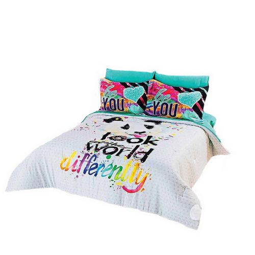  JORGES HOME FASHION PANDA BEAR TEENS GIRLS CHIC COMFORTER SET AND SHEET SET 7 PCS FULL SIZE