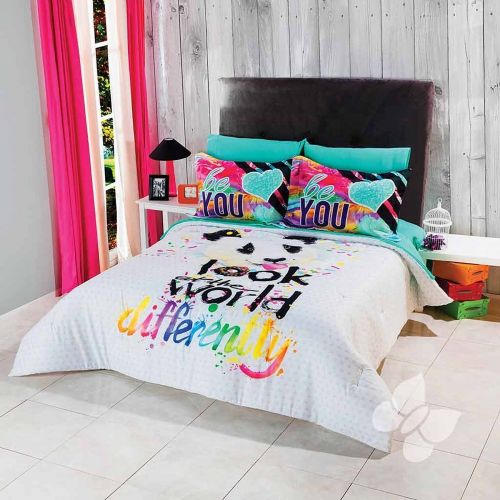  JORGES HOME FASHION PANDA BEAR TEENS GIRLS CHIC COMFORTER SET AND SHEET SET 7 PCS FULL SIZE