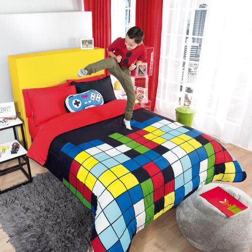  JORGES HOME FASHION LIMITED EDITION GAMER CONSOLE GAME CONTROLLER KIDS BOYS CUTE COLLECTION REVERSIBLE COMFORTER SET 3 PCS TWIN SIZE