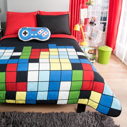  JORGES HOME FASHION NEW PRETTY COLLECTION GAMER CONSOLE GAME CONTROLLER KIDS BOYS REVERSIBLE COMFORTER SET AND SHEET SET 6 PCS TWIN SIZE