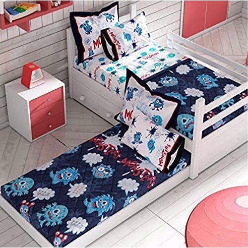  JORGES HOME FASHION NEW PRETTY COLLECTION MONSTER TEENS BOYS BUNKBED COMFORTER SET 2 PCS TWIN SIZE