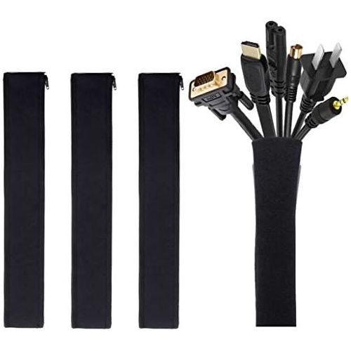  [아마존베스트]Cable Management Sleeve, JOTO Cord Management System for TV / Computer / Home Entertainment, 19 - 20 inch Flexible Cable Sleeve Wrap Cover Organizer, 4 Piece - Black