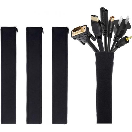  [아마존베스트]Cable Management Sleeve, JOTO Cord Management System for TV / Computer / Home Entertainment, 19 - 20 inch Flexible Cable Sleeve Wrap Cover Organizer, 4 Piece - Black