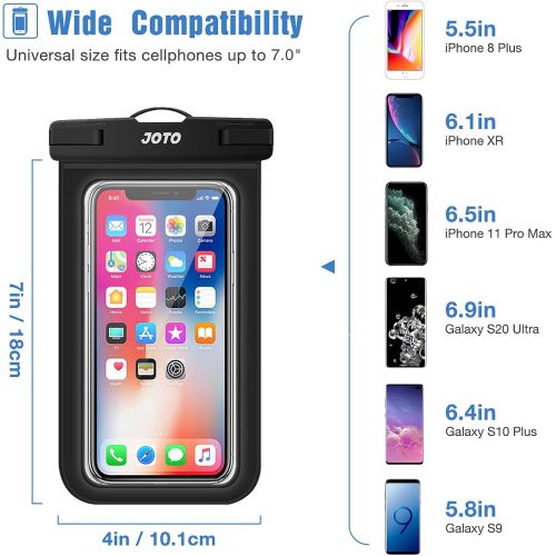  [아마존베스트]JOTO Universal Waterproof Pouch, IPX8 Waterproof Cellphone Dry Bag Underwater Case for iPhone 12 Pro Max 11 Pro Max Xs Max XR X 8 7 6S, Galaxy S20 Ultra S10 Note10 9 up to 6.9 -2 P