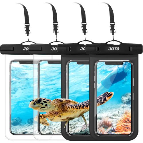  [아마존베스트]JOTO Universal Waterproof Pouch Phone Dry Bag Underwater Case for iPhone 12 Pro Max/11 Pro Max/XS Max XR X 8 7 6S Plus Galaxy Pixel up to 6.8 inch -4 Pack, 2Black/2Clear