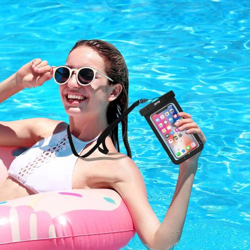  [아마존베스트]JOTO Universal Waterproof Pouch Phone Dry Bag Underwater Case for iPhone 12 Pro Max/11 Pro Max/XS Max XR X 8 7 6S Plus Galaxy Pixel up to 6.8 inch -4 Pack, 2Black/2Clear