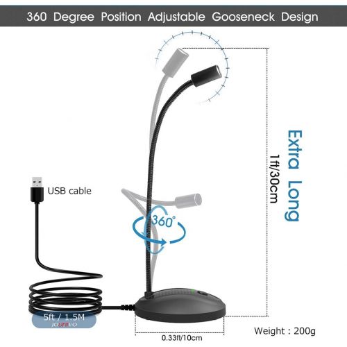  [아마존베스트]JOUNIVO USB Desktop Microphone with Mute Button,Plug&Play Condenser,Computer, PC, Laptop, Mac, PS4 Mic LED Indicator -360 Gooseneck Design -Recording, Dictation, YouTube, Gaming, Streaming