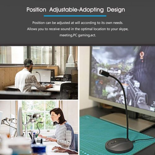  [아마존베스트]JOUNIVO USB Desktop Microphone with Mute Button,Plug&Play Condenser,Computer, PC, Laptop, Mac, PS4 Mic LED Indicator -360 Gooseneck Design -Recording, Dictation, YouTube, Gaming, Streaming