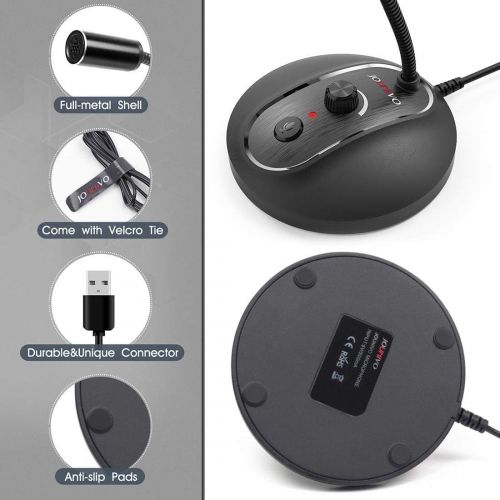  [아마존베스트]JOUNIVO USB Computer Microphone with Mute Button,Plug&Play Condenser,Desktop, PC, Laptop, Mac, PS4 Mic LED Indicator -360 Gooseneck Design -Recording, Dictation, YouTube, Gaming, Streaming