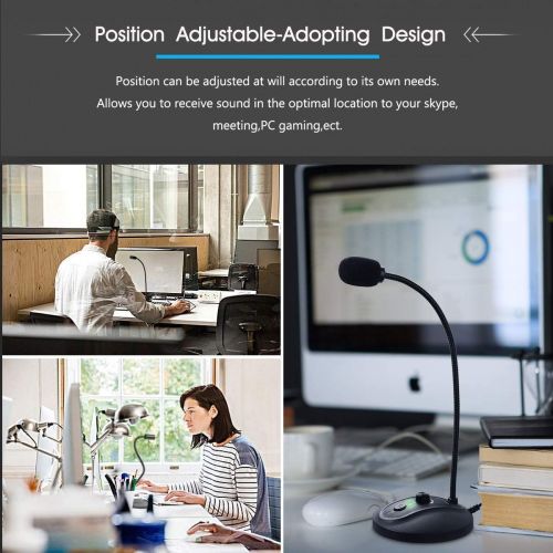  [아마존베스트]JOUNIVO USB Computer Microphone with Mute Button,Plug&Play Condenser,Desktop, PC, Laptop, Mac, PS4 Mic LED Indicator -360 Gooseneck Design -Recording, Dictation, YouTube, Gaming, Streaming