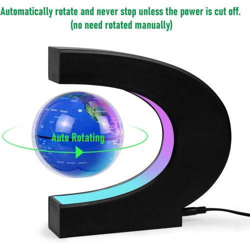  [아마존베스트]JOWHOL Magnetic Floating Globe with LED Lights, 24-Hours Auto-Rotating, Floating Globe, Perfect Cool Gift for Men, Kids, Home Office, Desk Decoration, Education Teaching Demo(Blue)