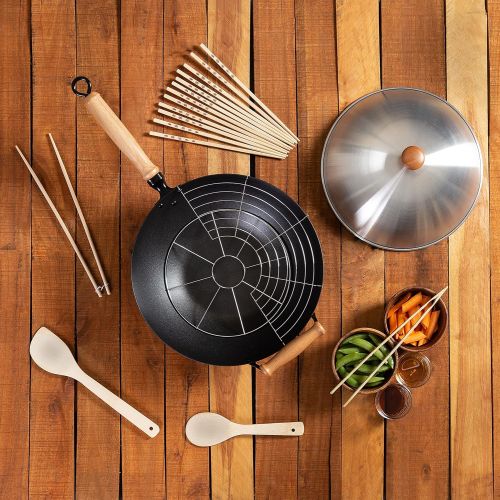  Joyce Chen 22-9938, Pro Chef 14 Inch 10 Piece Excalibur Non-Stick Wok Set