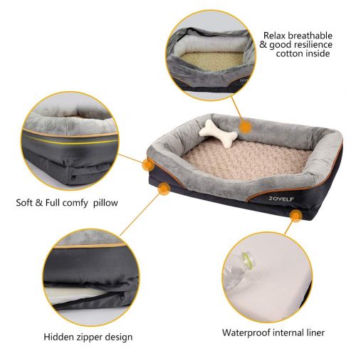  JOYELF Orthopedic Dog Bed Memory Foam Pet Bed with Removable Washable Cover and Squeaker Toy as Gift