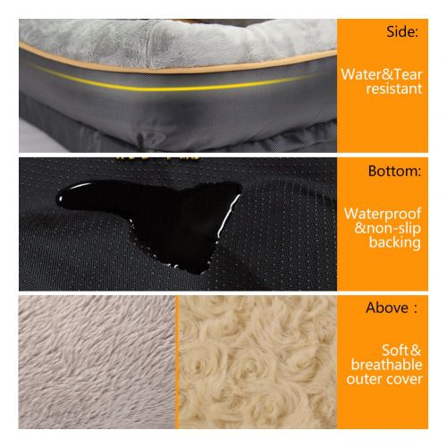  JOYELF Orthopedic Dog Bed Memory Foam Pet Bed with Removable Washable Cover and Squeaker Toy as Gift