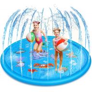 Joyhill 68 in (170cm) Wading pool Sprinkler Splash Pad, Splash Play Mat , Kiddie Water Pool, Water Toys for Kids Toddlers Boys Girls Children Outdoor Party (Blue)