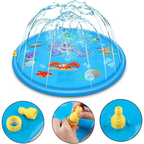  Joyhill 68 in (170cm) Wading pool Sprinkler Splash Pad, Splash Play Mat , Kiddie Water Pool, Water Toys for Kids Toddlers Boys Girls Children Outdoor Party (Blue)