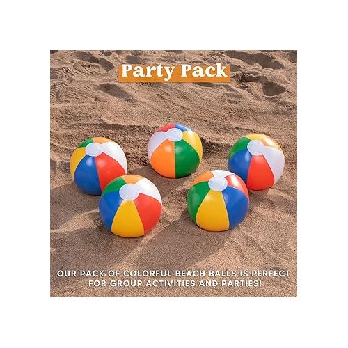  JOYIN Rainbow Beach Balls(12 Pack), 12'' Inflatable Swimming Pool Toys for Summer Water Games Kids Birthday Party Supplies Combo Set Include Inflatable Beach Balls