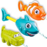 JOYIN 3 Pack Animal Water Guns for Kids, Assorted Colors, 7.5in Long, Easy to Fill and Shoot, Durable Plastic, Non-Toxic, Safety Tested