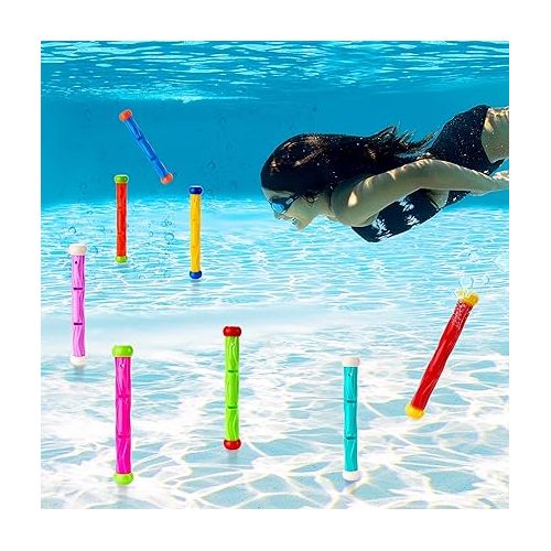  JOYIN Diving Sticks Pool Toys, 8 Pcs Underwater Training Pool Dive Stick for Kids, Colorful Swimming Toy Sinking Throwing Sticks for Kids Gifts Summer Swim Training Water Fun Pool Games(Sticks)