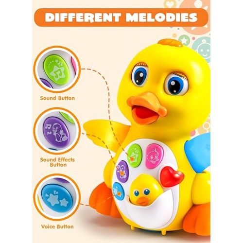  JOYIN Baby Toys Duck, Infant Musical Toys 6+ Months, Tummy Time Toys with Music & Lights, Light Up Learning Toys, Dancing Crawling Baby Toy, Baby Easter Basket Stuffers Gifts