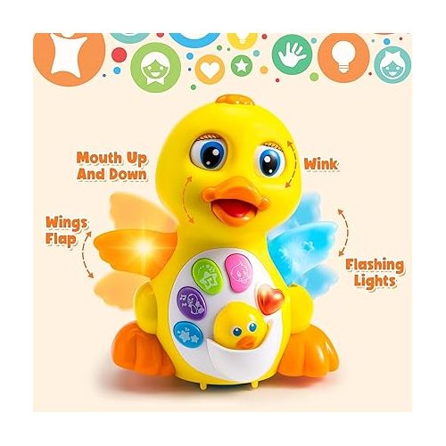  JOYIN Baby Toys Duck, Infant Musical Toys 6+ Months, Tummy Time Toys with Music & Lights, Light Up Learning Toys, Dancing Crawling Baby Toy, Baby Easter Basket Stuffers Gifts